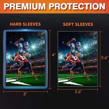 2000 Card Sleeves, Clear Hard Sleeves for Cards, 3"X4" Baseball Card Sleeves, Hard Plastic Card Protectors for Trading Sports Football Game Cards (1000 Hard Sleeves+1000 Penny Sleeves) - size: 1000 pcs + 1000 pcs Clear