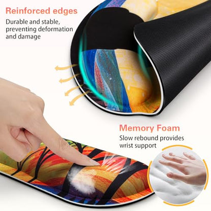 3-in-1 Mouse Pad with Wrist Rest Cute Black Cat Set | Wrist Support Mouse Pad Set,Gaming Mousepad with Anti-Skid Base,Ergonomic Mouse Pad,Memory Foam Keyboard Gel Wrist Rest Anime - color: Lonely Cat