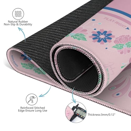 Mahjong Mat for Table with Carrying Bag & 3 Dice, Pink Peacock 31.5"x31.5" Square Rubber Mahjong Table Cover, Non-Slip & Noise Reduction Gaming Mat for Mah Jongg, Poker, Dominoes & Tile Games - color: Peach Pink