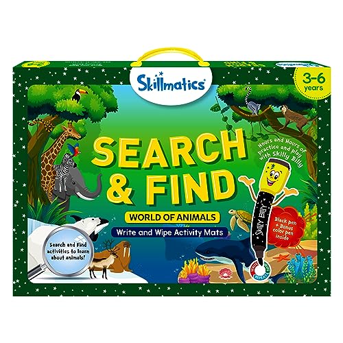 Skillmatics Search and Find Animals Educational Game - Reusable Preschool Learning Activities, Perfect for Toddlers & Kids Who Love Toys, Art & Crafts, Builds Vocabulary, Gifts for Ages 3, 4, 5, 6 - style: Search & Find Animals