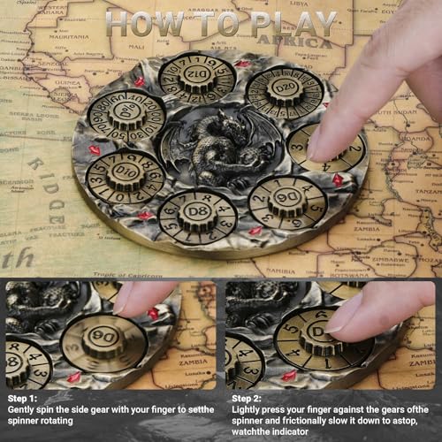 Spinner DND Dice,Metal D&D Dice Set with Gift Box for Role Playing Games | Ideal Present For Gamers DM,Solid Metal Material, Heavy Hand Feel, Wear-Resistant And Long Service Life,Ancient Bronze - color: Ancient Bronze