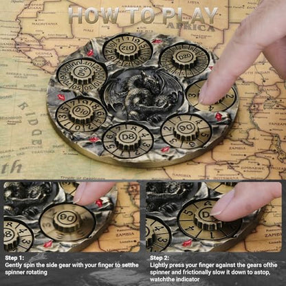 Spinner DND Dice,Metal D&D Dice Set with Gift Box for Role Playing Games | Ideal Present For Gamers DM,Solid Metal Material, Heavy Hand Feel, Wear-Resistant And Long Service Life,Ancient Bronze - color: Ancient Bronze