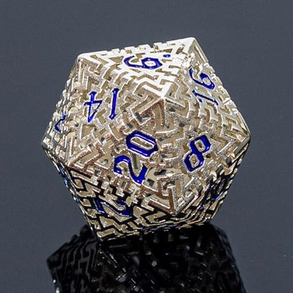 Metal Hollow DND Dice Set with A Gift Box, Silver Metallic Luster Maze Design, Ideal DND Dice Set for D&D DM and Players, Perfect for Dungeons and Dragons, MTG, COC Game Meetings (Cleric) - color: Hollow-silver