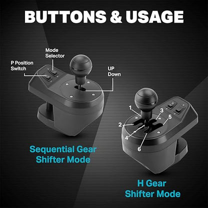Nitho USB Shifter for PC Sim Racing, 6-Speed H-Pattern Gear Shifter with Reverse, Interchangeable H-Pattern & Sequential Plates, Racing Wheel Shifter for Windows PC Driving Simulators