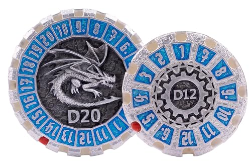 Metal DND Dice Set Spinning Dungeons and Dragon Dice Set Metal Dragon Polyhedral Magic 7 PCS Dice Set with Gift Box for Dungeons and Dragons Table Games Play Cards MTG(GyroDice_Pearl Silver Blue) - color: Spinning Dice_pearl Silver Blue