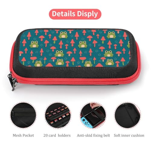 AoHanan Switch Game Case with 20 Games Cartridges Hard Shell Travel Protection Storage for Console & Accessories - color: Frog And Mushrooms