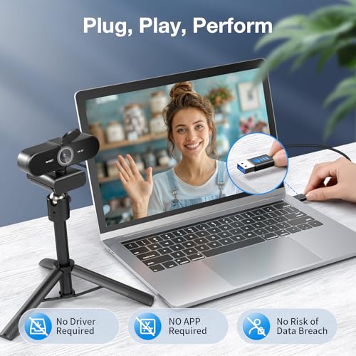EMEET NOVA 4K Webcam with Tripod, PDAF Autofocus, Adjustable Heights | 360° Swivel Head, 2 Noise-Cancelling Mics, USB Plug&Play, Privacy Cover, Ideal for Online Meetings&Live Streaming - style: 4K Tripod 360° Swivel