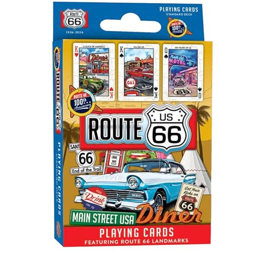 MasterPieces Officially Licensed Route 66 Playing Cards - 54 Card Deck for Adults - style: Route 66