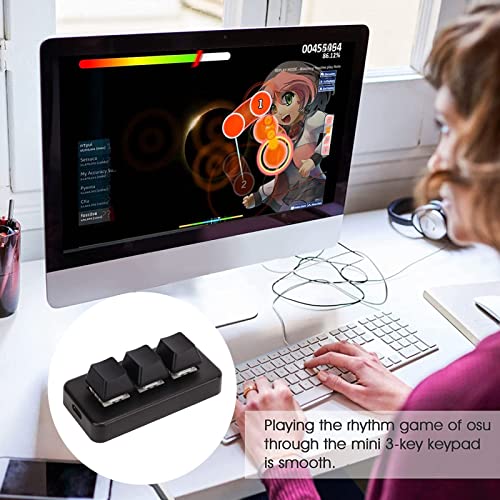 Mini 3 Button Control Keyboard, Programmable Macro Keypad with USB Cable, Custom Knob - Compact Design, Onboard Storage, Easy Setup for Gaming and Office