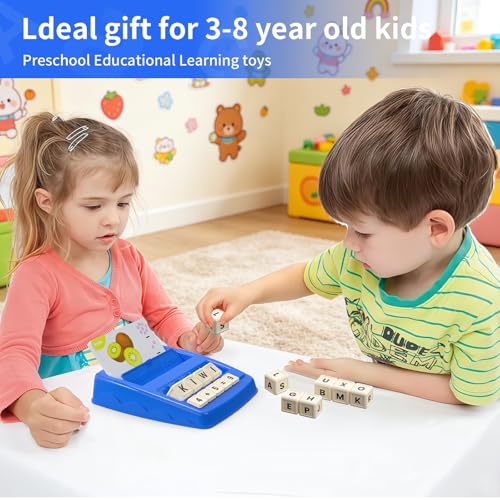 Educational Toys Learning Games for Kids 3-8, Matching Letter Spelling Early Math Game for Preschool& Kindergarten Kids Boys and Girls ，Christmas Birthday Gift for 4 5 6 7 Boys Girls（Navy Blue） - color: Navy Blue