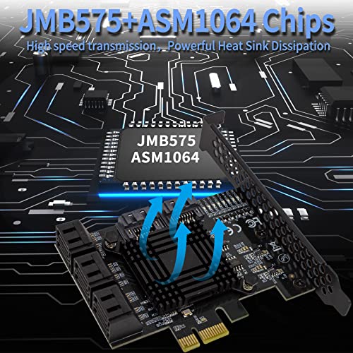 PCIe 8-Port SATA Controller Card (6 Gbps, Compatible with Windows, MAC, Linux) with 8 SATA Cables and Low Profile Bracket - color: PCIE SATA 8 port