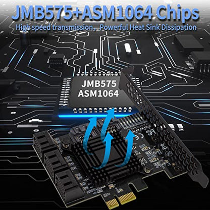 PCIe 8-Port SATA Controller Card (6 Gbps, Compatible with Windows, MAC, Linux) with 8 SATA Cables and Low Profile Bracket - color: PCIE SATA 8 port