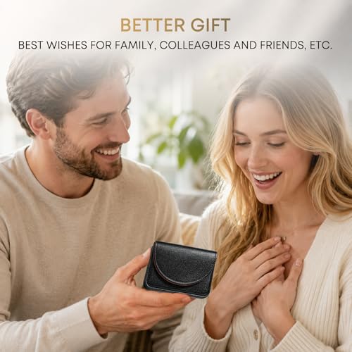 Business Card Holder，PU Leather Business Card Case for Purse，Pocket Travel Name Card Case Holder Wallet for Men Gift，Portable Magnetic Business Card Carrier Black - color: Black