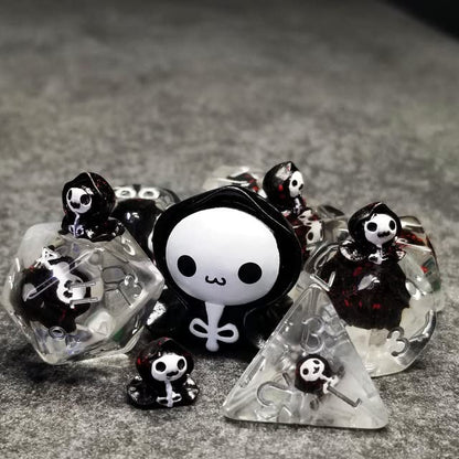 Sage's Portal Familiars and Reagents Resin DND Dice Set Polyhedral Dice Set for Dungeons and Dragons RPG Tabletop TTRPG (Baby Grim) - color: Baby Grim