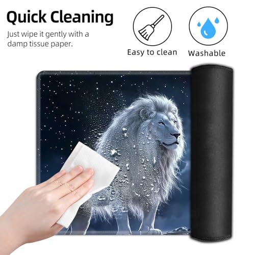 for MTG Playmat TCG Card Game Mat with Stitched Edges,Board Game Mats Non-Slip Waterproof Rubber Base 24 x 14 inch for CCG RPG DTCG Trading Card,Moonlight Lion Princess - color: Moonlight Lion Princess