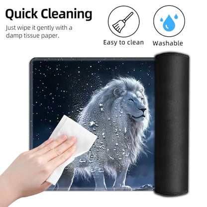 for MTG Playmat TCG Card Game Mat with Stitched Edges,Board Game Mats Non-Slip Waterproof Rubber Base 24 x 14 inch for CCG RPG DTCG Trading Card,Moonlight Lion Princess - color: Moonlight Lion Princess