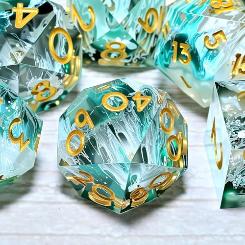 Resin dice Set, Dungeons and Dragons polyhedral DND dice Set, Suitable for Role-Playing Game RPG Explorer Magic: the Gathering Pioneer Game DND dice Set (7 Pieces) - color: Lance