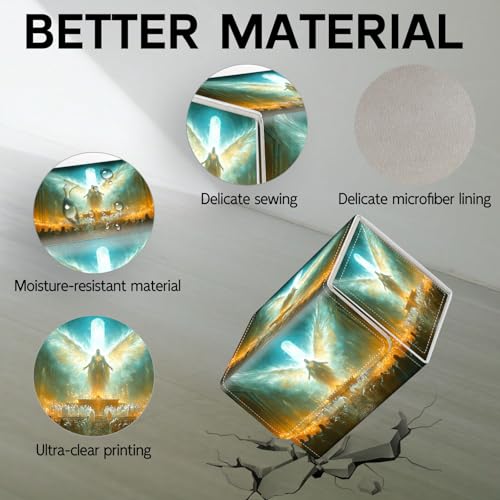 Trading Card Storage Box, Holds 100+ for MTG Cards, PU Leather with Magnetic Closure, Angel in Temple Fantasy Painting Durable Deck Box for Magic the Gathering, Trading Card Games - color: Angel in Temple Fantasy Painting