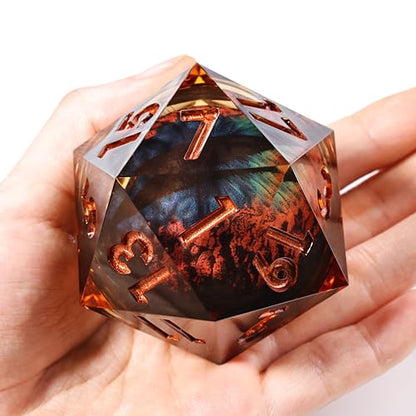 Mini Planet 50mm Chonk Giant D20 Liquid Core Dragon Eyeball Polyhedral DND Sharp Edge RPG MTG Handmade Dice - color: Dragon Eye Dice 8