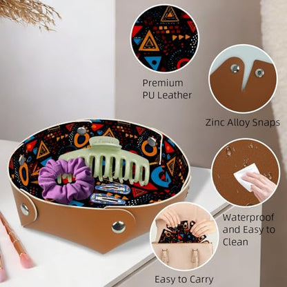 2Pcs PU Dice Holder Folding for RPG DND Table Games, Dice Trays Storage Box Portable Folding Rolling Dice Tray, Geometric Pattern - color: Multi 6