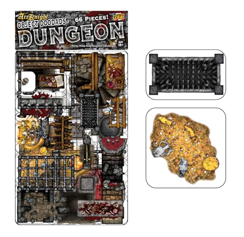 Dungeons - 66pc Double-Sided Dungeon & Terrain Pieces for Starters & Masters Alike - Roleplaying Objects for Dungeons & Dragons - Immersive Map Accessories for DND 5E, Pathfinder & Warhammer RPGs