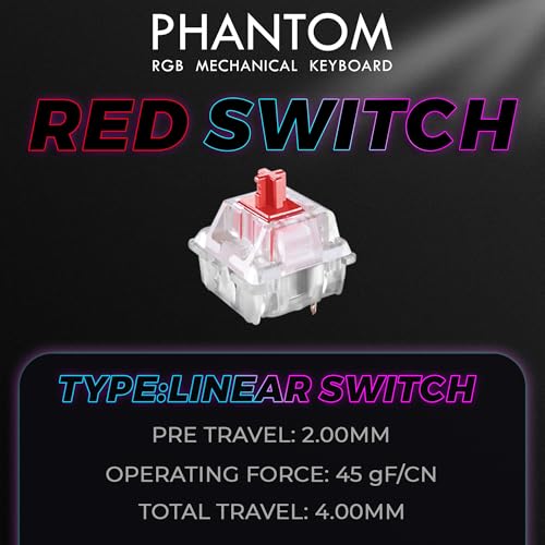 TECWARE Phantom 87 Key RGB Mechanical Gaming Keyboard | Outemu Red Switch | 16.8M Color LED Lighting | 18 Pre-Set | Low Latency | N-Key Rollover | Software Customizable Keys | Wired USB Connection - color: Red Switch