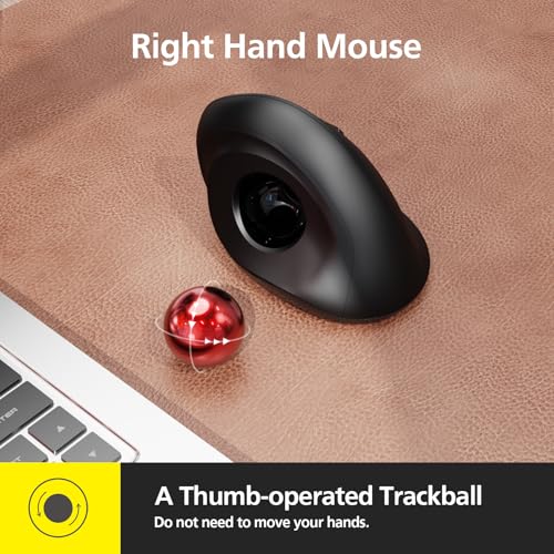 MicroPack Trackball Wireless Mouse, Upgrade Right Hand Ergonomic Mouse with Wireless Vertical Rollerball Computer Mouse, 3 Adjustable DPI, Easy Thumb Control for PC, Laptop, Mac, Windows - Black - color: Black With Trackball