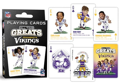 Masterpieces NFL Minnesota Vikings Playing Cards, Officially Licensed All Time Greats Deck, Premium Team Collectible Game Night Poker Play, MN Vikings Gifts Fans and Collectors, Tailgate Entertainment - style: Minnesota Vikings