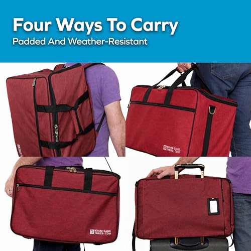 Board Game Bag - [Backpack/Shoulder Strap/Luggage Slip] - Padded Board Game Carrier (Ruby Red) - color: Ruby Red