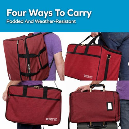 Board Game Bag - [Backpack/Shoulder Strap/Luggage Slip] - Padded Board Game Carrier (Ruby Red) - color: Ruby Red