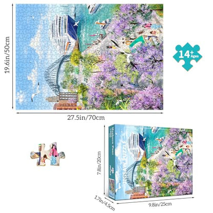 HUADADA Puzzles for Adults 1000 Pieces-Bay Stroll | Eco matte oil print, eye strain relief, tight puzzle piece fit, vibrant colours,gifts for men women - color: Bay Stroll