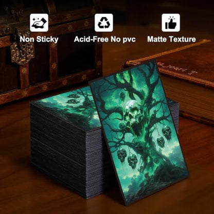 Kabinka MTG Card Sleeves - 100 Standard Size Pack Clear Front & Matte Finish Back with Skull Tree, Premium Sleeves for Magic The Gathering TCG
