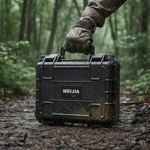 MEIJIA All Weather Waterproof Hard Camera Case,Hard Case,With Customized Fit Foam Included, Elegant Black,Fit for Drones,camera,lens (13.39"x11.61"x3.93") - size: 13.39"x11.61"x3.93"