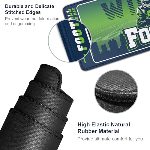 Football Desk Mat, Large Stitched Edges Gaming Mouse Pad, Blue Green City Design Keyboard Mat for Laptop Computer Desktop - 31.5x12 Inch for Football Fans - color: Blue Green Football
