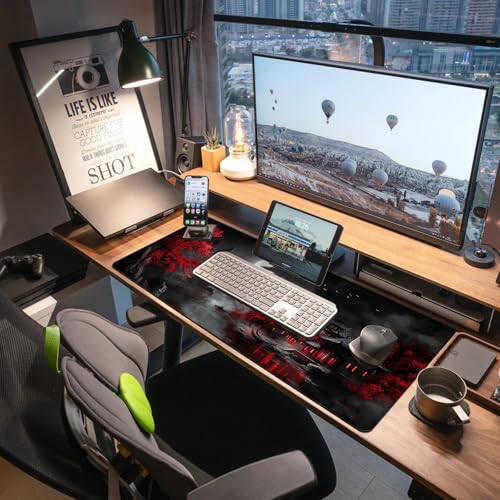 Extended Gaming Mouse Pad, Large Mouse Mat 3 mm Nature Rubber Base Mousepad with Stitched Edges, Non-Slip Desk Mat for Office Home Great Gift 31.5x11.8 Inch (Dark Canyon 5) - color: Dark Canyon 5