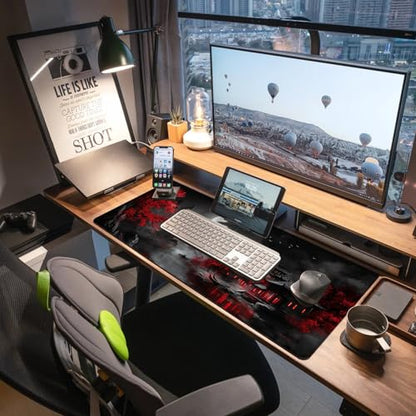 Extended Gaming Mouse Pad, Large Mouse Mat 3 mm Nature Rubber Base Mousepad with Stitched Edges, Non-Slip Desk Mat for Office Home Great Gift 31.5x11.8 Inch (Dark Canyon 5) - color: Dark Canyon 5
