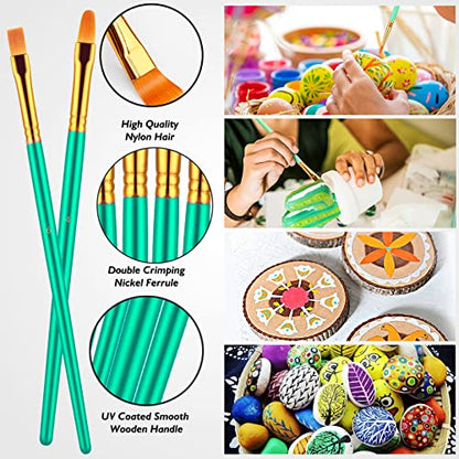 Paint Brushes Set, 20 Pcs Paint Brushes for Acrylic Painting, Oil Watercolor Acrylic Paint Brush, Artist Paintbrushes for Body Face Rock Canvas, Adult Drawing Arts Crafts Supplies, Green - color: Green
