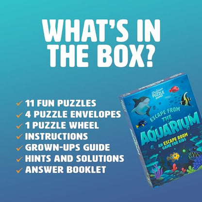 Professor Puzzle: Escape from The Aquarium - Escape Room Game, 11 Logic-Number-Observational Puzzles, Co-Op Underwater Adventure, Kids 8+, 1-6 Players