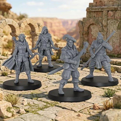 AUSPDICE 25mm DND Minis Figurine for Dungeon Masters & RPG Gift AS990 | Unpainted Ultimate 12 Pcs Heroic Adventurer Party -1:64 Scale Multi-Class TTRPG Human Miniatures Tabletop Gaming Miniatures