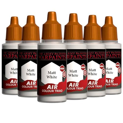 The Army Painter, Air Triads White, 6 x 18 ml | Vernice pronta per aerografo. Colori acrilici pre-diluiti per pistola a spruzzo, per miniature D&D e Warhammer - color: White