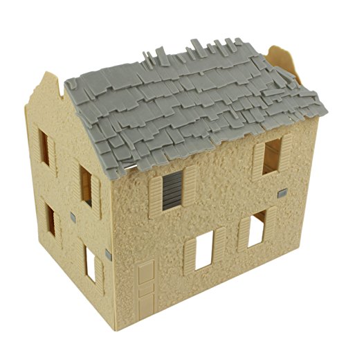 BMC WW2 Bombed French Farm House - Plastic Army Men Playset Accessory - color: Tan