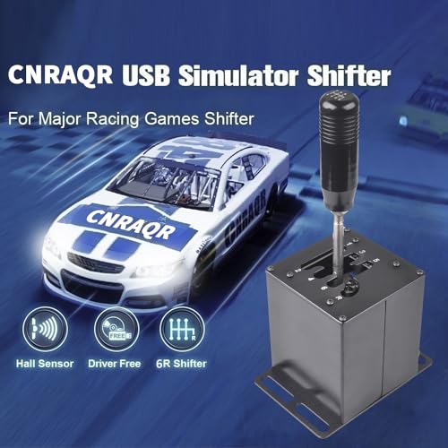 CNRAQR PC USB Simulator Shifter 6+R H Gear Shifter for LO GITECH G29/G27/G25/G920, T300RS/GT, Compatible with Gearshift PC Windows Steering Wheel for ATS ETS Dust WRC Sim Racing Game - color: 6R