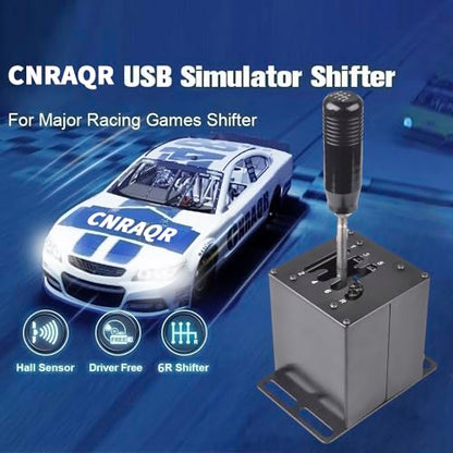 CNRAQR PC USB Simulator Shifter 6+R H Gear Shifter for LO GITECH G29/G27/G25/G920, T300RS/GT, Compatible with Gearshift PC Windows Steering Wheel for ATS ETS Dust WRC Sim Racing Game - color: 6R