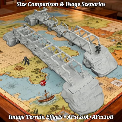 28mm Scenery - RPG Terrain Set for TTRPG Battle Maps(AF1120A) | Wargame Scenery Map Props for Dungeon Masters - Metallic Bridges - color: Af1120a Bridges