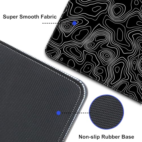 Desk Mat Pad,Large XXL Extended Mouse Pad Mat for Desktop Keyboard | 35''×15.6'' XXL Extended Gaming Mouse Pad with Non-slip Base Desk Matt Mousepad for Computer,Office,Keyboard and Laptop - color: A5-Topographic 2