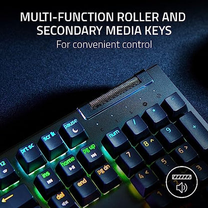 Razer BlackWidow V4 X Mechanical Gaming Keyboard, Yellow Switches, Black | Linear & Silent Switches, 6 Dedicated Macro Keys, Chroma RGB, Doubleshot ABS Keycaps, Roller & Media Controls, Snap Tap - color: Black