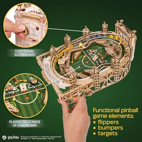 UGEARS Harry Potter Quidditch Pinball Machine - 3D Wooden Puzzles for Adults to Build, Mechanical Wooden Model Kits, Wood Brain Teaser Puzzles, Harry Potter 3D Puzzle Pinball Game for Fathers Day - style: Quidditch Pinball
