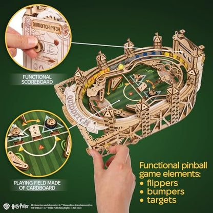 UGEARS Harry Potter Quidditch Pinball Machine - 3D Wooden Puzzles for Adults to Build, Mechanical Wooden Model Kits, Wood Brain Teaser Puzzles, Harry Potter 3D Puzzle Pinball Game for Fathers Day - style: Quidditch Pinball