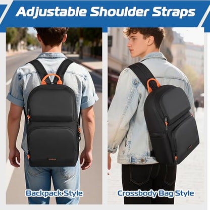 Rexmica Playmat Tube Case Bag Backpack for 6pcs Playmats(W14 x L24) | Shoulder Strap, Dice&Card Pockets, 3 Carrying Ways, Game Play Mat Tube Organizer Container Bag Fits for MTG/TCG Mat
