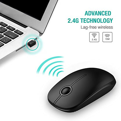 VssoPlor Wireless Mouse, 2.4G Slim Portable Computer Laptop Mouse with Nano Receiver Quiet Silent Optical Mice for Notebook, PC, Laptop, Computer-Black - color: Black